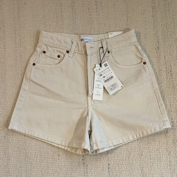 Zara Women's Beige Jean Shorts - Picture 1 of 5
